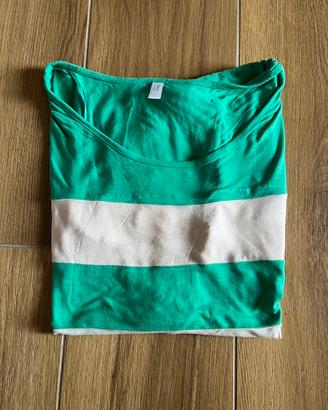 T-shirt a righe bianche e verdi Only 100% viscosa