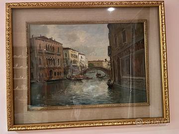 Quadro Vintage "Canale di Venezia con Gondole"