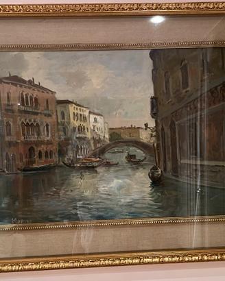 Quadro Vintage "Canale di Venezia con Gondole"