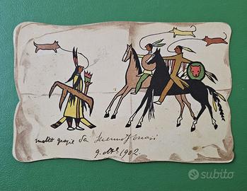 CARTOLINA POSTALE ANTICA INDIANI