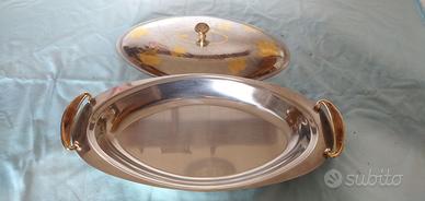 Vassoio da portata con coperchio finiture oro 18k