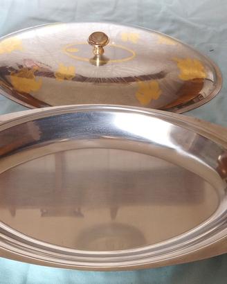 Vassoio da portata con coperchio finiture oro 18k