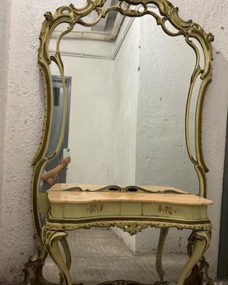 Specchio Gigante Antico con cassetti e marmo