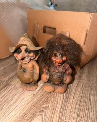Coppia di Troll vintage scandinavi