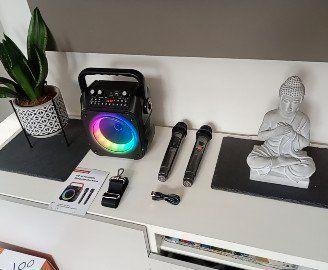 Karaoke altoparlante portatile bluetooth con 2 mic