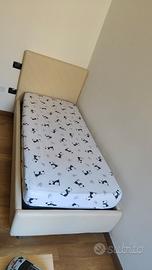 letto singolo con contenitore in similpelle 