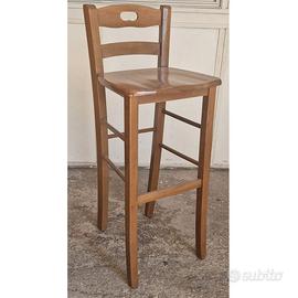 Sgabello in legno noce chiaro h 67 con schienale