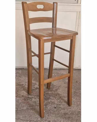 Sgabello in legno noce chiaro h 67 con schienale