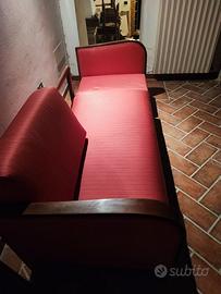antico divano allungabile legno massello e seta