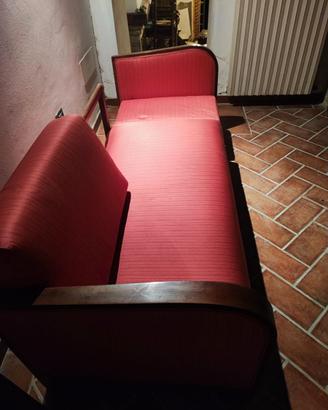 antico divano allungabile legno massello e seta