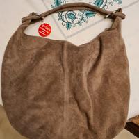 borsa scamosciata color talpa
