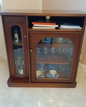 Mobiletto vetrina porta TV in legno