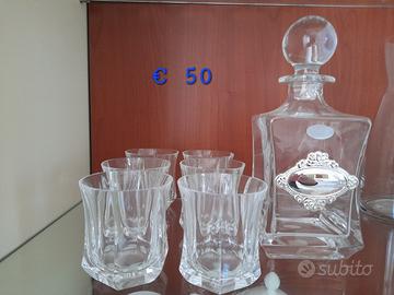 Bicchieri brandy cristallo + bottiglia cristallo