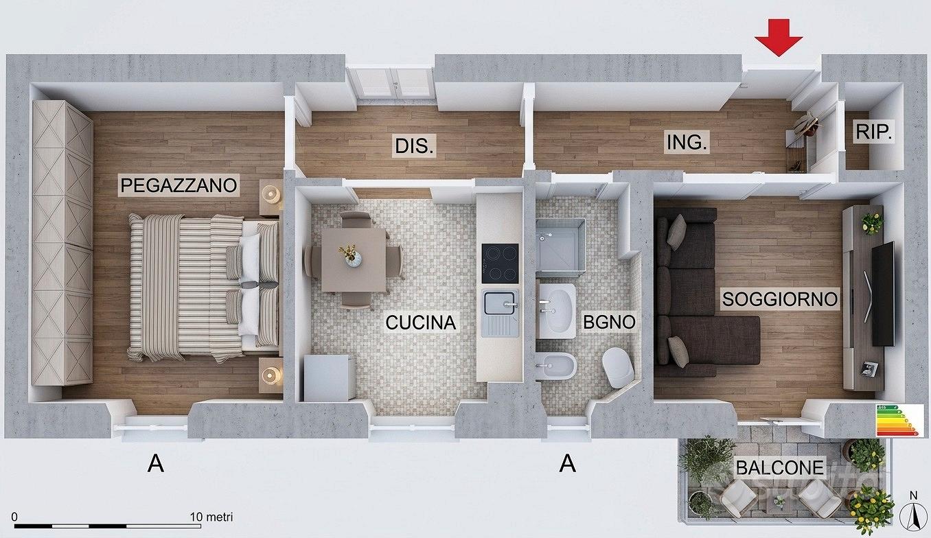 2-bed apartment, 56 m²