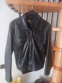 Giacca vera pelle nera tg.44 lav. artigianale