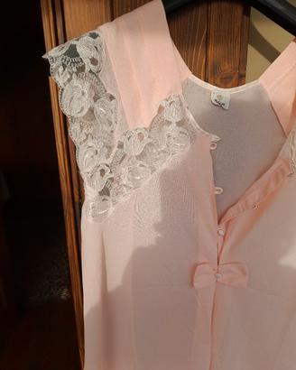 set camicia da notte e vestaglia rosa pastello 