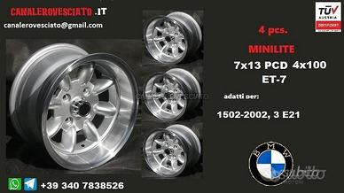 Cerchi minilite 7x13 4x100 et-7 bmw 1502 2002 E21
