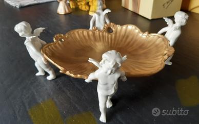 Villari -oro zecchino e putti -coppa in porcellana