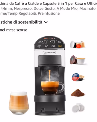 Macchina da Caffè a Cialde e Capsule 5 in 1, nuova