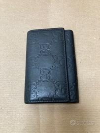 Portachiavi pelle nera Gucci