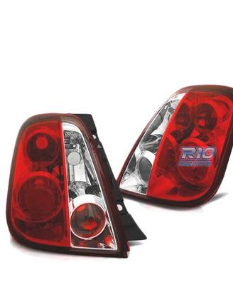 FARI PER FIAT 500 07- ROSSO BIANCO LOOK LEXUS