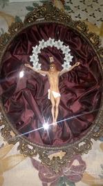 teca con crocifisso , capo letto vintage