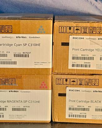 Toner KIT 4 Colori CMYK lunga durata Ricoh C310HE