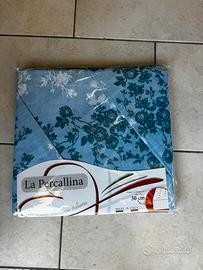Completo letto matrimoniale azzurro blu fiorato