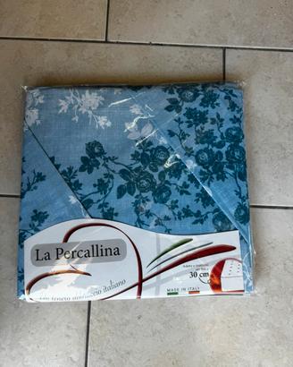 Completo letto matrimoniale azzurro blu fiorato