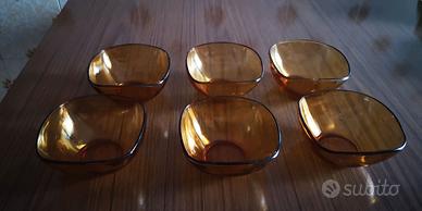 6 Ciotoline usate vintage  in vetro ambra
