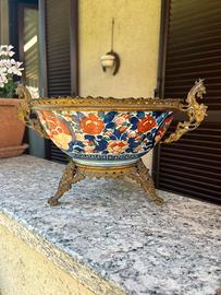 Centrotavola Antico Imari  in porcellana e bronzo