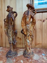 Grandi statuette asiatiche vintage circa 50 cm