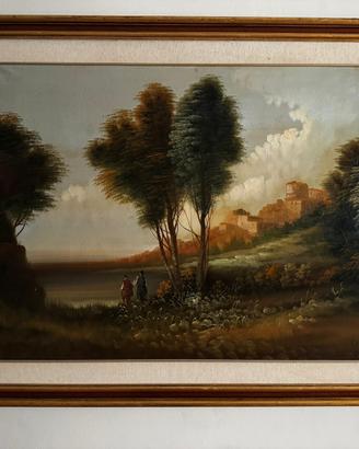 Quadro paesaggio olio su tela tessuto