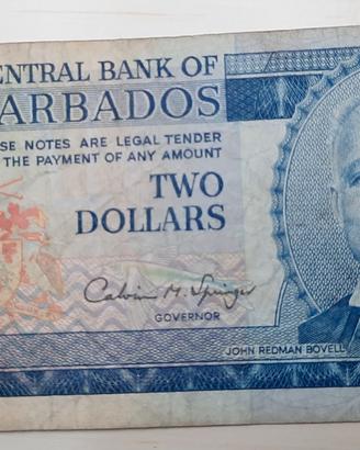 banconota Barbados cartamoneta 2 dollars