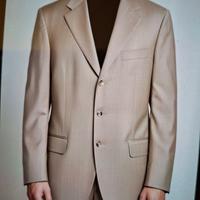 Completo giacca beige+pantaloni blu tg. 50