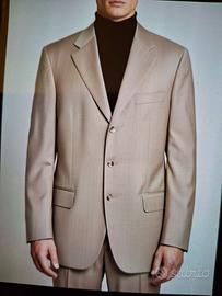 Completo giacca beige+pantaloni blu tg. 50