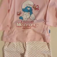 Pigiama neonata 18 mesi cotone felpato nuovo 