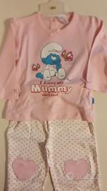 Pigiama neonata 18 mesi cotone felpato nuovo 