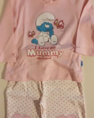 Pigiama neonata 18 mesi cotone felpato nuovo 