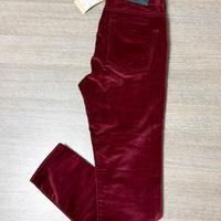 Pantaloni donna in velluto liscio bordeaux W28