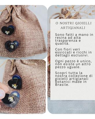 Collezione BLU orecchini in resina e fiori veri