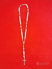 Rosario Pietra Bianca Corda 45cm Collana Gesù