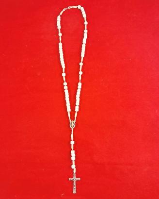 Rosario Pietra Bianca Corda 45cm Collana Gesù