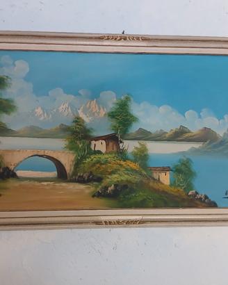 grande dipinto ad olio su tela firmato alberti