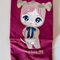 T-shirt bimba bordeaux stampa lady dog 9-12 mesi