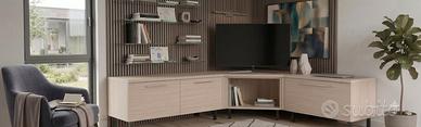 Mobile TV moderno rovere  + mensole cristallo
