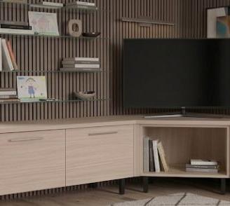 Mobile TV moderno rovere  + mensole cristallo