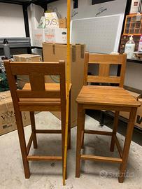 2 sgabelli legno massello con schienale