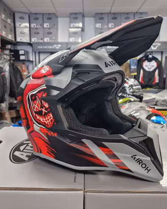 AIROH Casco Cross Wraaap - Cyber - Red - Motor's P