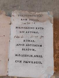 Libro antico-Iuriconsultorum rerum vitae 1536